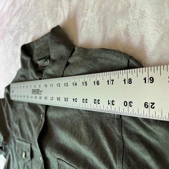 Outback Trading Company Western Faux Suede Paisley Snap Button Shirt Medium New - Picture 5 of 9